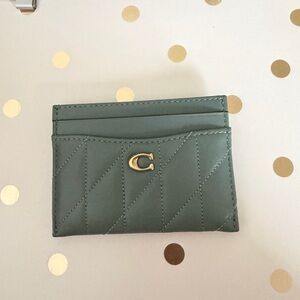 Green Quilted Coach Card Holder
